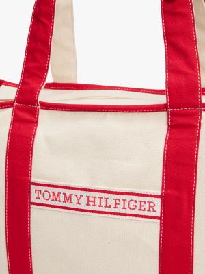 kolorowy płócienna torba plażowa dla kobiety - tommy hilfiger