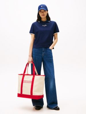 multi canvas beach tote bag for women tommy hilfiger