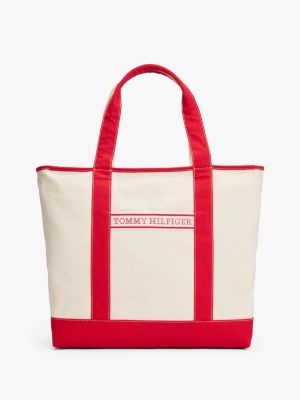 multi canvas strandshopper voor dames - tommy hilfiger