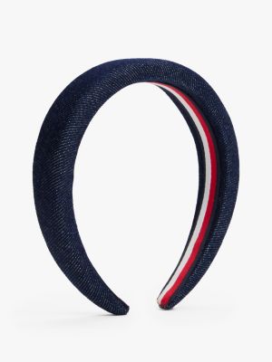 blue chic th monogram denim headband for women tommy hilfiger