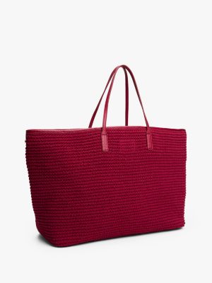 sac de plage en cuir the sofia capsule rouge pour femmes tommy hilfiger