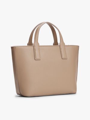 beige logo webbing strap tote bag for women tommy hilfiger