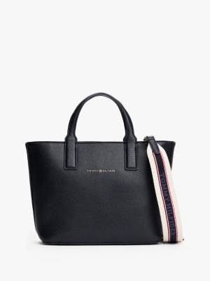 cabas à bandoulière en toile à logo beige pour femmes tommy hilfiger