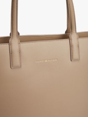 beige logo tote bag for women tommy hilfiger