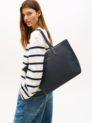 beige tote-bag mit logo-tape für damen - tommy hilfiger
