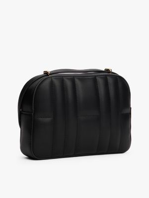 black th monogram quilted camera bag for women tommy hilfiger