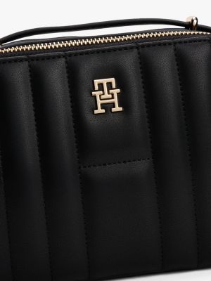 black th monogram quilted camera bag for women tommy hilfiger