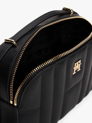 black th monogram quilted camera bag for women tommy hilfiger