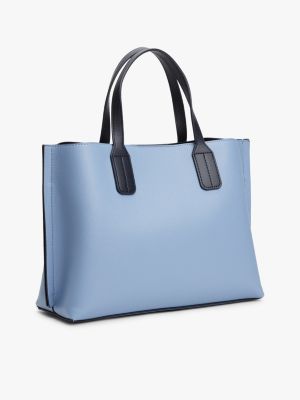 beige th monogram plaque tote bag for women tommy hilfiger