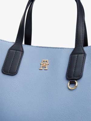 beige th monogram plaque tote bag for women tommy hilfiger