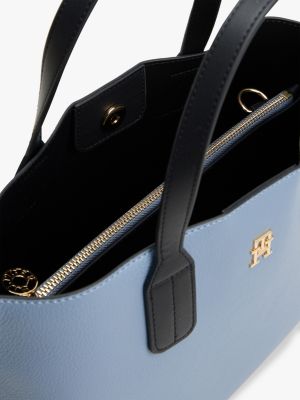 beige th monogram plaque tote bag for women tommy hilfiger