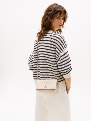 beige modern crossbody-tasche mit turnlock für damen - tommy hilfiger