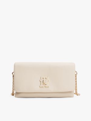 beige modern crossbody-tasche mit turnlock für damen - tommy hilfiger