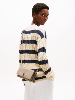 sac bandoulière modern à fermoir tournant beige pour femmes tommy hilfiger