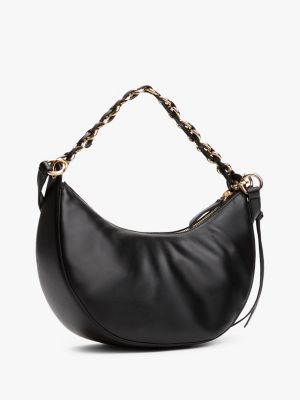 sac bandoulière demi-lune en cuir noir pour femmes tommy hilfiger