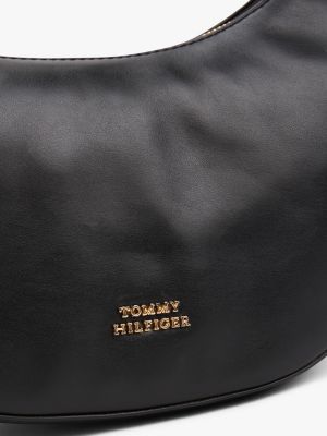 sac bandoulière demi-lune en cuir noir pour femmes tommy hilfiger