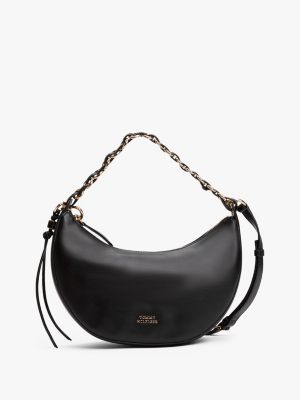 sac bandoulière demi-lune en cuir black pour femmes tommy hilfiger