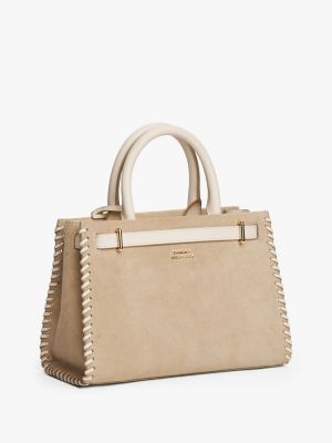 beige the american icon tote-bag aus wildleder für damen - tommy hilfiger