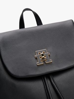 schwarz modern rucksack mit turnlock und th-monogramm für damen - tommy hilfiger