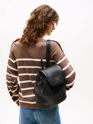 schwarz modern rucksack mit turnlock und th-monogramm für damen - tommy hilfiger