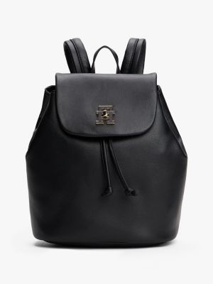 black modern rucksack mit turnlock und th-monogramm für damen - tommy hilfiger