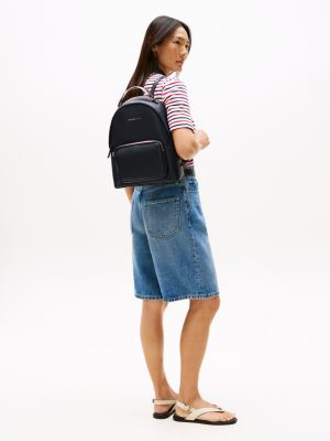schwarz rucksack mit logo-tape am tragegriff für damen - tommy hilfiger