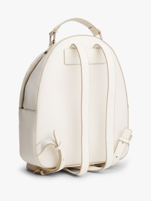beige th monogram plaque flag quilted backpack for women tommy hilfiger
