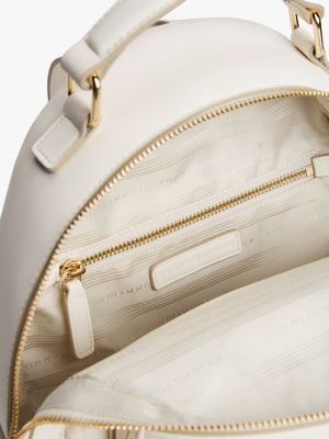 beige th monogram plaque flag quilted backpack for women tommy hilfiger