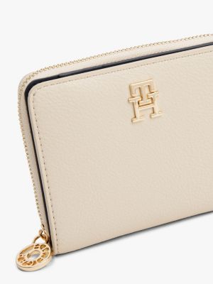 portefeuille à plaque monogramme th beige pour femmes tommy hilfiger