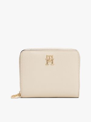 beige th monogram plaque wallet for women tommy hilfiger