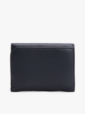 blau trifold-brieftasche mit metallic-logo für damen - tommy hilfiger
