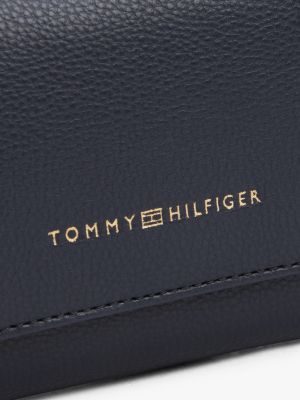 blau trifold-brieftasche mit metallic-logo für damen - tommy hilfiger
