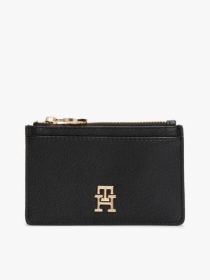 porta carte di credito con monogramma black da donne tommy hilfiger