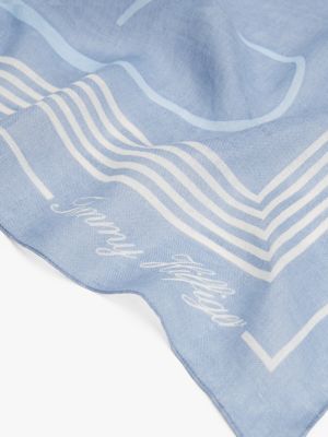 blue pure linen th monogram square scarf for women tommy hilfiger