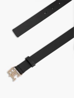 TH Monogram Leather Plaque Buckle Belt — Black 2