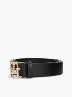 TH Monogram Leather Plaque Buckle Belt — Black 4