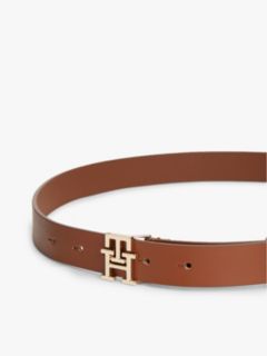 TH Monogram Leather Plaque Buckle Belt — Brown 3