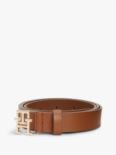 TH Monogram Leather Plaque Buckle Belt — Brown 4