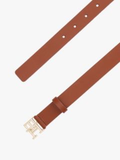 TH Monogram Leather Plaque Buckle Belt — Brown 3