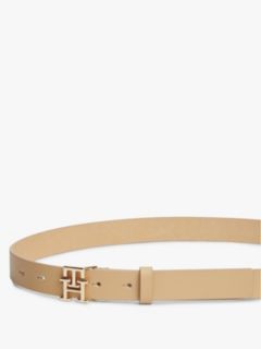 TH Monogram Leather Plaque Buckle Belt — Khaki 3
