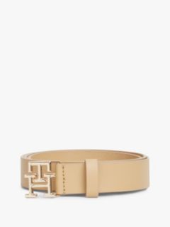 TH Monogram Leather Plaque Buckle Belt — Khaki 4