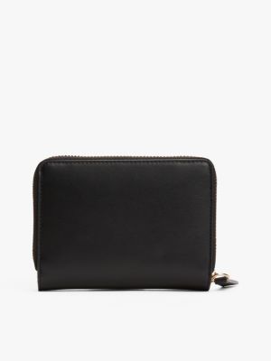 black logo leather zip-around wallet for women tommy hilfiger