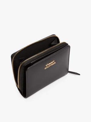 black logo leather zip-around wallet for women tommy hilfiger