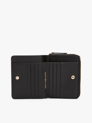 black logo leather zip-around wallet for women tommy hilfiger