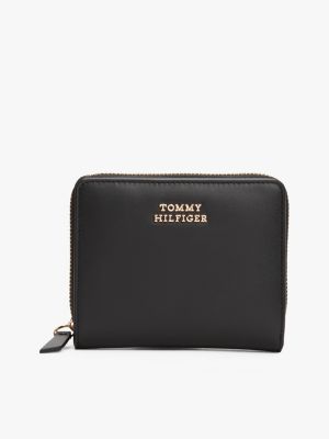 black logo leather zip-around wallet for women tommy hilfiger