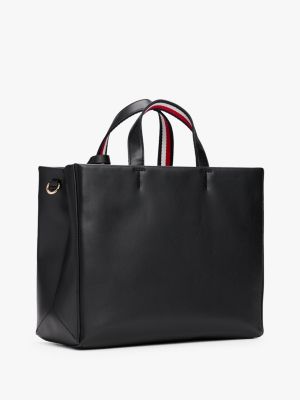sac cabas à bandoulière et logo beige pour femmes tommy hilfiger
