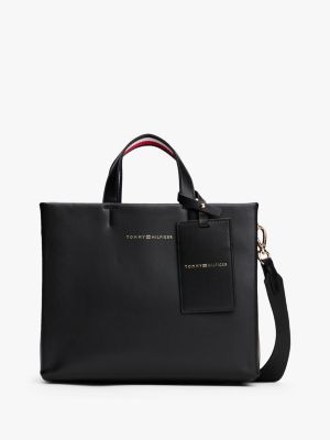 sac cabas à bandoulière et logo beige pour femmes tommy hilfiger