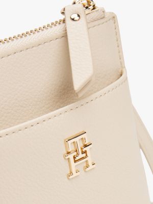 beige crossbody-etuitasche mit handyfach für damen - tommy hilfiger
