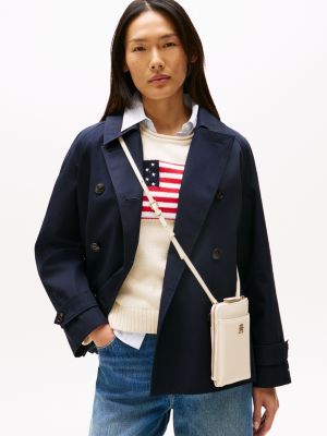 beige crossbody-etuitasche mit handyfach für damen - tommy hilfiger