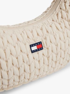 beige quilted shoulder bag for women tommy jeans